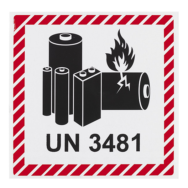 Etiquette pour le transport routier et aérien de piles et batteries au lithium UN 3481 - 1