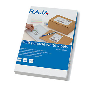 Etiquettes multi-usages adhésion permanente Raja, boite de 2400, 70 x 37 mm, coloris blanc