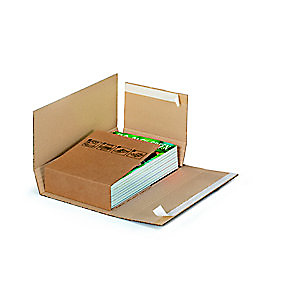 Etui-croix postal avec fermeture adhésive en carton simple cannelure brun - L.int. 24 x l.18 cm - Lot de 50