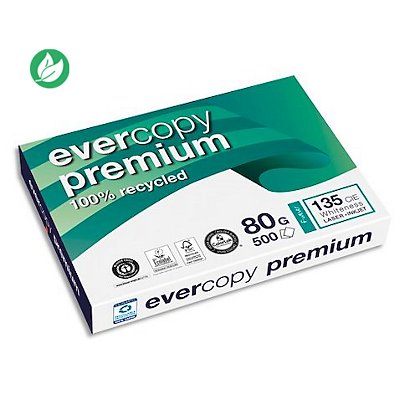 Evercopy Papier A4 blanc Premium 100% recyclé - 80 g - 500 feuilles