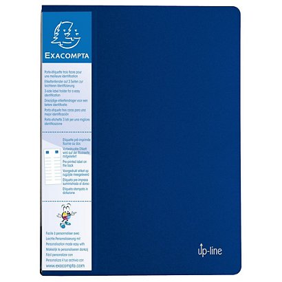 EXACOMPTA 20 Porte-vues Up-line A4 20 pochettes transparentes porte-étiquettes 3 faces couverture solide en polypropylène recyclé bleu