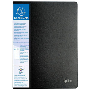 EXACOMPTA 8 Porte-vues Up-line, format A4, 80 pochettes, porte-étiquette à 3 faces, polypropylène, noir