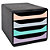 Exacompta Big box Aquarel - Module de classement 4 tiroirs pour documents A4+ - Noir / Façades pastel glossy - 2