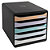 Exacompta Big box Aquarel - Module de classement 5 tiroirs pour documents A4+ - Noir / Façades pastel glossy - 2