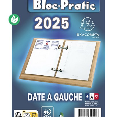 Exacompta Bloc éphéméride - Date à gauche - 2025 - 1