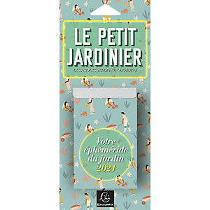 EXACOMPTA Bloc éphéméride Le Petit Jardinier - Bloc 11 x 6,5 cm fixé sur une plaque en carton imprimée 23 x 10 cm 2024 - Visuels assortis