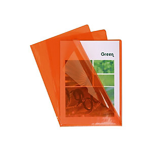 Exacompta Boîte de 100 pochettes coin en PVC 13/100 ème. Coloris orange.