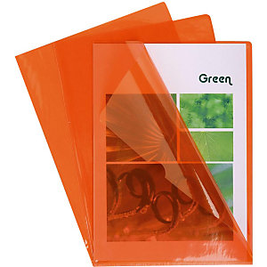 Exacompta Boîte de 100 pochettes coin en PVC 13/100 ème. Coloris orange.