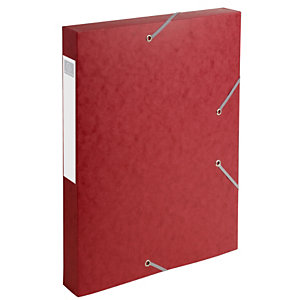 Lot de 10 - Exacompta Boîte de classement A4 Cartobox - Carte lustrée 7/10E - Dos 4 cm - Rouge