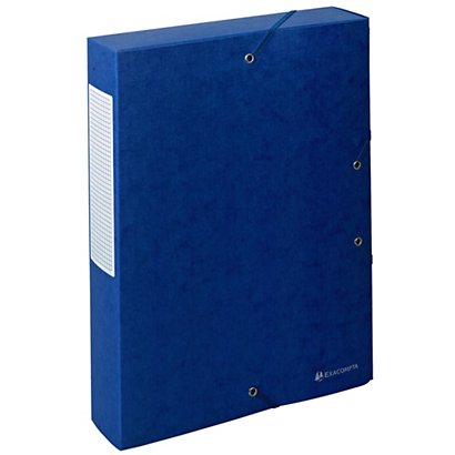 Exacompta Boîte de classement A4 Exabox Scotten - Carte lustrée gauffrée 7/10E - Dos 6 cm - Bleu - 1