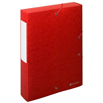 Exacompta Boîte de classement A4 Exabox Scotten - Carte lustrée gauffrée 7/10E - Dos 6 cm - Rouge - 1
