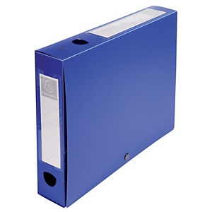 Exacompta Boîte de classement A4 Fermeture pression - Polypropylène 7/10E - Dos 6 cm - Bleu - Lot de 10