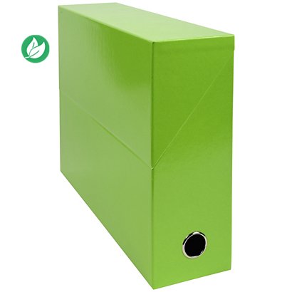 Exacompta Boîte de classement Iderama A4 en carton - Dos 9 cm - Vert Anis - Lot de 5 - 1