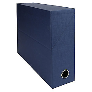 Exacompta Boîte de classement en toile cartonnée - Dos  90 mm, bleu foncé - Lot de 5 boîtes