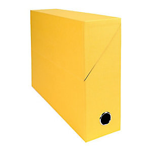 Exacompta Boîte de classement en toile cartonnée - Dos  90 mm, jaune - Lot de 5 boîtes
