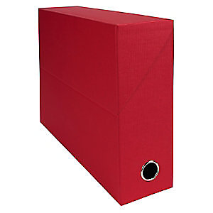 Exacompta Boîte de classement en toile cartonnée - Dos  90 mm, rouge - Lot de 5 boîtes