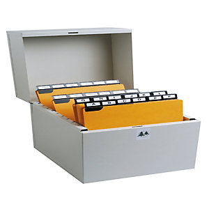 EXACOMPTA Boîte à fiches Metalib - Classement de 500 fiches horizontales - 125x200mm - Gris