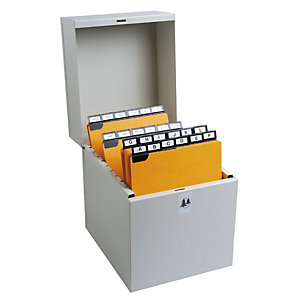 EXACOMPTA Boîte à fiches Metalib - Classement de 500 fiches verticales - 148x105mm à 150x105mm - Gris