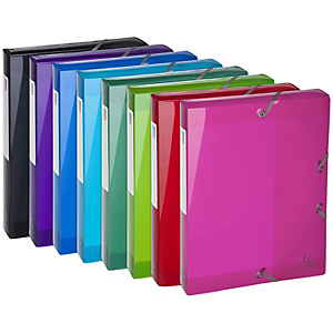 Exacompta Boîte de rangement A4 en polypropylène 400 feuille - 250 x 330 mm - Coloris assortis - Lot de 8 Exacompta Boîte de rangement A4 en polypropylène 400 feuille - 250 x 330 mm - Coloris assortis - Lot de 8