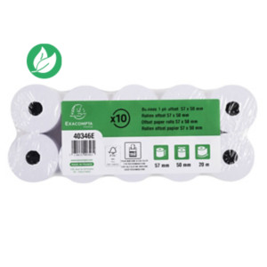 Exacompta Bobine calculatrice comptable 57 x 50 x 12 mm - Longueur 20M - 40346E - Rouleau Papier offset 1 pli 60g - Lot de 10 Exacompta Bobine calculatrice comptable 57 x 50 x 12 mm - Longueur 20M - 40346E - Rouleau Papier offset 1 pli 60g - Lot de 10