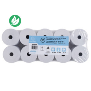 Exacompta Bobine tickets de caisse 80 x 72 x 12 mm - Longueur 76M - 40808E - Rouleau Papier thermique 1 pli 48g sans Bisphénol A - Lot de 10 Exacompta Bobine tickets de caisse 80 x 72 x 12 mm - Longueur 76M - 40808E - Rouleau Papier thermique 1 pli 48g sans Bisphénol A - Lot de 10
