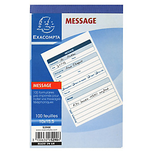 EXACOMPTA Carnet 10x16cm - Messages téléphones (1 à la page) - 100 feuilles