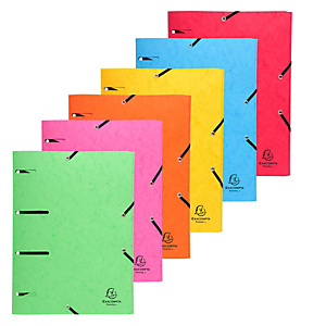 EXACOMPTA Cartellina 3 lembi forata - con elastico Punchy - cartoncino lustré - A4 - colori assortiti EXACOMPTA Cartellina 3 lembi forata - con elastico Punchy - cartoncino lustré - A4 - colori assortiti