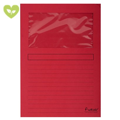 EXACOMPTA Cartellina a L con finestra Forever®, 22 x 31 cm, Cartoncino riciclato 130 g/m², Rosso (confezione 100 pezzi) - 1