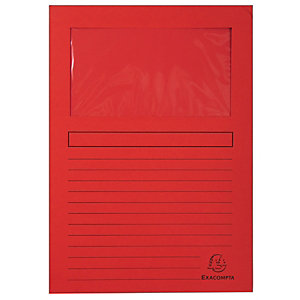 EXACOMPTA Cartellina a L con finestra Forever®, 22 x 31 cm, Cartoncino riciclato 130 g/m², Rosso (confezione 25 pezzi)