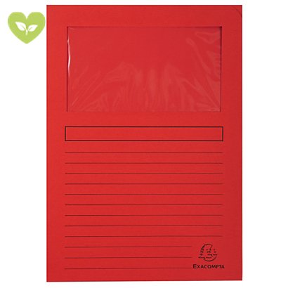 EXACOMPTA Cartellina a L con finestra Forever®, 22 x 31 cm, Cartoncino riciclato 130 g/m², Rosso (confezione 25 pezzi) - 1