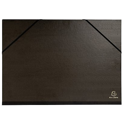 EXACOMPTA Carton à dessin kraft noir vernis avec élastiques et 3 rabats 32x45 cm - Pour format A3 - Noir