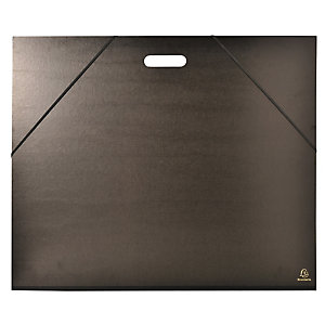 EXACOMPTA Carton à dessin kraft noir vernis avec élastiques et poignée 59x72 cm - Pour format raisin