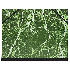 EXACOMPTA Carton à dessin papier marbré verni avec élastiques 28x38 cm - Pour format B4 - Vert EXACOMPTA Carton à dessin papier marbré verni avec élastiques 28x38 cm - Pour format B4 - Vert