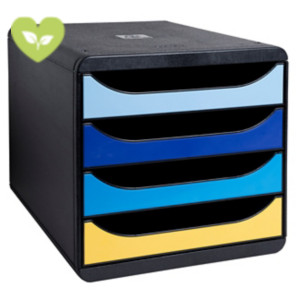 EXACOMPTA Cassettiera a 4 cassetti aperti Big-Box, Linea Bee Blue, Struttura Nera, Cassetti Colori Assortiti EXACOMPTA Cassettiera a 4 cassetti aperti Big-Box, Linea Bee Blue, Struttura Nera, Cassetti Colori Assortiti