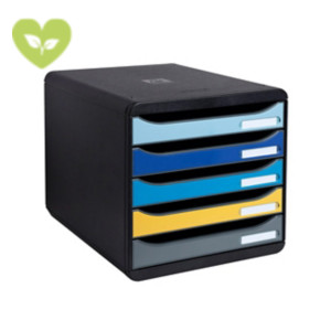 EXACOMPTA Cassettiera a 5 cassetti aperti Big-Box, Linea Bee Blue, Struttura Nera, Cassetti Colori Assortiti EXACOMPTA Cassettiera a 5 cassetti aperti Big-Box, Linea Bee Blue, Struttura Nera, Cassetti Colori Assortiti