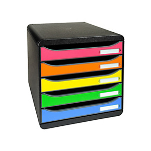 EXACOMPTA Cassettiera a 5 cassetti aperti Big-Box Plus Iderama, Nero/Arlecchino EXACOMPTA Cassettiera a 5 cassetti aperti Big-Box Plus Iderama, Nero/Arlecchino