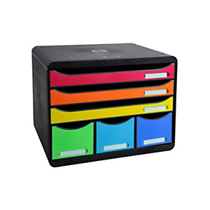 EXACOMPTA Cassettiera a 6 cassetti Store-Box Maxi Iderama, Nero/Arlecchino EXACOMPTA Cassettiera a 6 cassetti Store-Box Maxi Iderama, Nero/Arlecchino