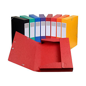 EXACOMPTA Chemise 3 rabats et élastique Exatobox dos 5 cm, en carte lustrée 5/10e coloris assortis (Lot de 10)