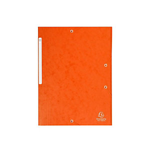 EXACOMPTA Chemise 3 rabats et élastique monobloc, carte lustrée 5/10e orange, élastique fixé devant (Lot de 25)