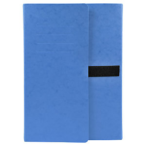 EXACOMPTA Chemise extensible 3 rabats carte lustrée sangle scratch - 24x32cm - Bleu
