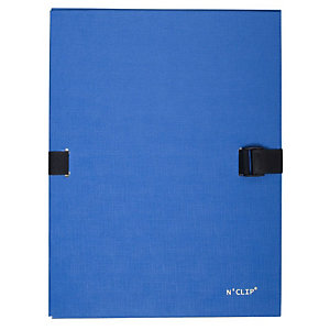 EXACOMPTA Chemise extensible N'CLIP, 223500, recouverte de papier contrecollé coloris bleu (Lot de 10)