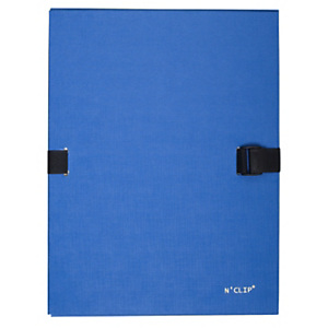 Lot de 10 - Exacompta Chemise extensible N'CLIP, 223500 , recouverte de papier contrecollé coloris bleu