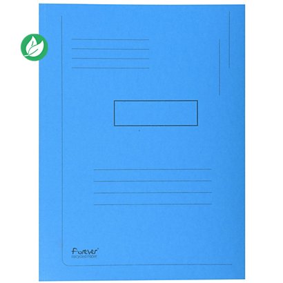 Exacompta Chemise Forever® A4 à 2 rabats avec lignes imprimées, 200 feuilles 240 x 320 mm, en carte  recyclé, bleu - Lot de 50 - 1