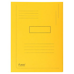 Exacompta Chemise Forever® A4 à 2 rabats avec lignes imprimées, 200 feuilles, 240 x 320 mm, en carte  recyclé, jaune - Lot de 50