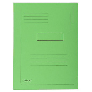 Exacompta Chemise Forever® A4 à 2 rabats avec lignes imprimées, 200 feuilles, 240 x 320 mm, en carte  recyclé, vert - Lot de 50
