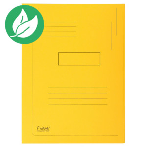Exacompta Chemise Forever® A4 à 2 rabats avec lignes imprimées, 200 feuilles, 240 x 320 mm, carton comprimé recyclé, jaune - Lot de 50