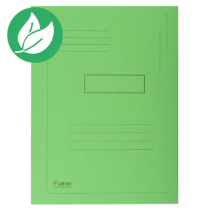 Exacompta Chemise Forever® A4 à 2 rabats avec lignes imprimées, 200 feuilles, 240 x 320 mm, carton comprimé recyclé, vert - Lot de 50