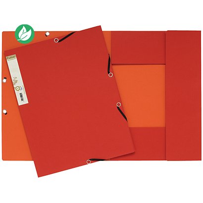 Exacompta Chemise Forever® A4 à 3 rabats et à élastiques, 225 feuilles, 240 x 320 mm, carte recyclée , rouge - 1