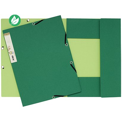 Exacompta Chemise Forever® A4 à 3 rabats et à élastiques, 225 feuilles, 240 x 320 mm,  carte recyclée , vert foncé - 1