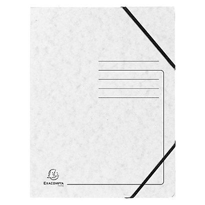 EXACOMPTA Chemise à élastique 3 rabats carte lustrée 355gm2 - A4 - Blanc - 1